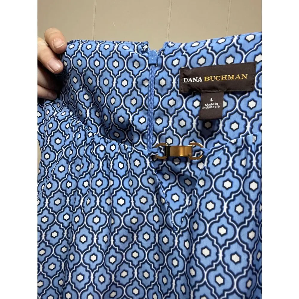Dana Buchman Blue and Gold Accented Blouse Size Large - Picture 4 of 4